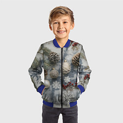 Бомбер детский Новогодние игрушки и шишки, цвет: 3D-синий — фото 2