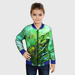 Бомбер детский Зелёная абстракция, цвет: 3D-синий — фото 2