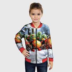 Бомбер детский Красные и желтый новогодние шары, цвет: 3D-красный — фото 2