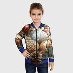 Бомбер детский Большие новогодние шары, цвет: 3D-синий — фото 2