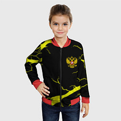 Бомбер детский Россия шторм герб, цвет: 3D-красный — фото 2