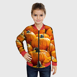 Бомбер детский Много тыкв, цвет: 3D-красный — фото 2