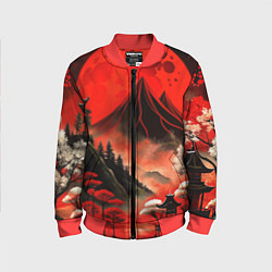 Бомбер детский Япония природа в красном цвете, цвет: 3D-красный