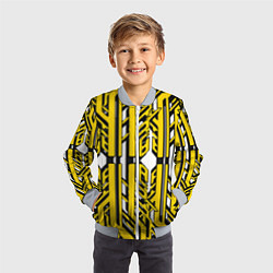 Бомбер детский Чёрно-жёлтые техно полосы на белом фоне, цвет: 3D-серый — фото 2
