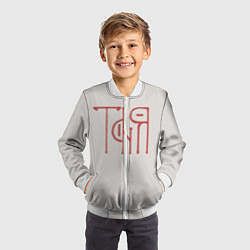 Бомбер детский Вязью Татьяна - красная надпись, цвет: 3D-белый — фото 2