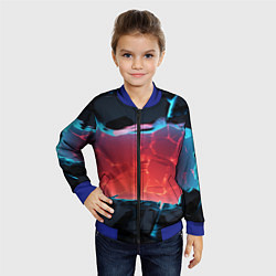 Бомбер детский Неоновая разбитая стена - текстура, цвет: 3D-синий — фото 2