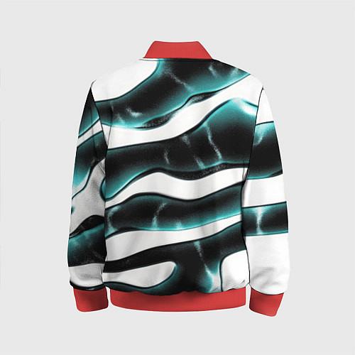 Детский бомбер Абстрактный черно-зеленый камуфляж / 3D-Красный – фото 2