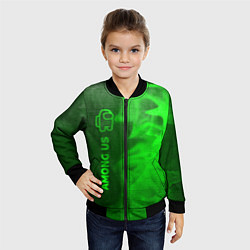 Бомбер детский Among Us - green gradient по-вертикали, цвет: 3D-черный — фото 2