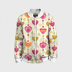 Бомбер детский Сердечки подборка, цвет: 3D-белый