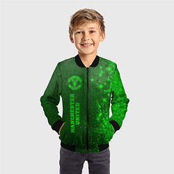 Бомбер детский Manchester United - green gradient по-вертикали, цвет: 3D-черный — фото 2