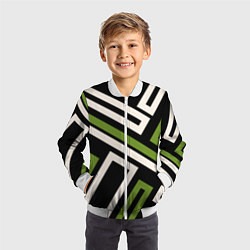 Бомбер детский Прямоугольники по диагонали-зеленый, черный, цвет: 3D-белый — фото 2
