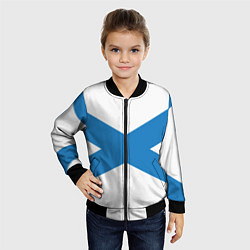 Бомбер детский Военно-морской флот: Андреевский флаг, цвет: 3D-черный — фото 2