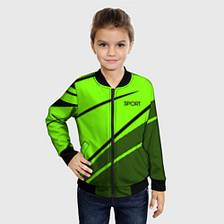 Бомбер детский Sport ярко-зелёный с чёрным точечный, цвет: 3D-черный — фото 2