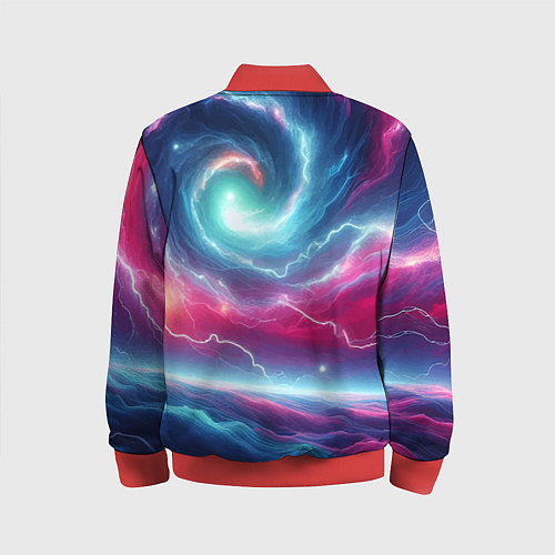 Детский бомбер Spiral neon galaxy - ai art fantasy / 3D-Красный – фото 2