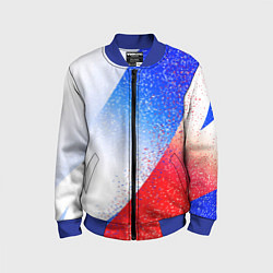 Бомбер детский Цвета флага России абстрактный, цвет: 3D-синий