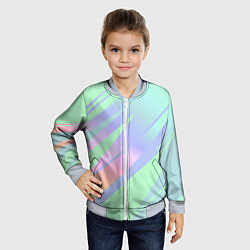 Бомбер детский Светлый зелёный мятный с полосами градиент, цвет: 3D-серый — фото 2