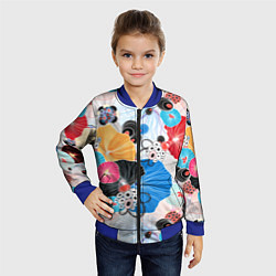 Бомбер детский Цветы - абстрактные узоры, цвет: 3D-синий — фото 2