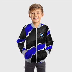 Бомбер детский BMW - синие разрывы, цвет: 3D-серый — фото 2