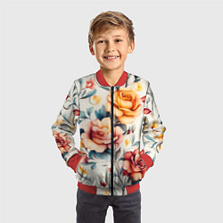 Бомбер детский Паттерн с переплетением цветов, цвет: 3D-красный — фото 2