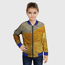 Бомбер детский Золотые волны на сером текстура, цвет: 3D-синий — фото 2