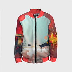 Бомбер детский Сюрреалистичная абстракция, цвет: 3D-красный