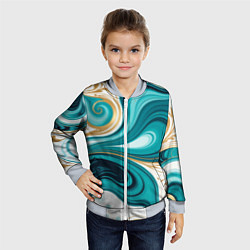 Бомбер детский Бирюза и золото, цвет: 3D-серый — фото 2