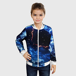 Бомбер детский Звезды и молнии в разломе плит, цвет: 3D-белый — фото 2