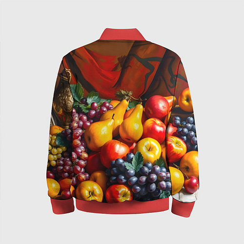 Детский бомбер Фруктовый натюрморт / 3D-Красный – фото 2