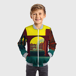 Бомбер детский Арт с поездом, цвет: 3D-серый — фото 2