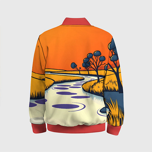 Детский бомбер Арт с фантастическим пейзажем / 3D-Красный – фото 2