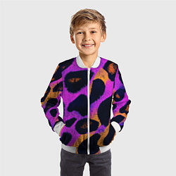 Бомбер детский Неоновый леопардовый узор, цвет: 3D-белый — фото 2