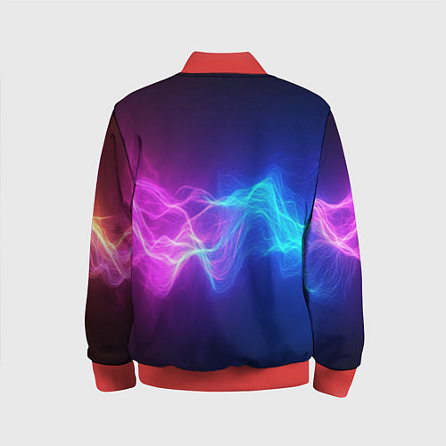 Детский бомбер Звуковая волна неоновый узор / 3D-Красный – фото 2