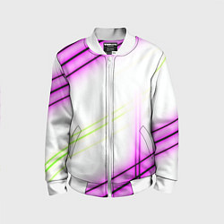 Бомбер детский Green white pink line, цвет: 3D-белый