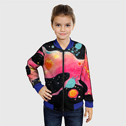 Бомбер детский Розовая текстура в черном, цвет: 3D-синий — фото 2