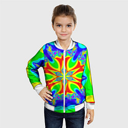 Бомбер детский Неоновая психоделика узор, цвет: 3D-белый — фото 2