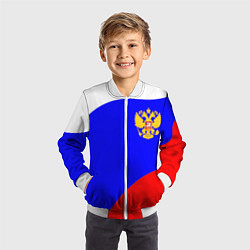 Бомбер детский Россия волна и герб, цвет: 3D-белый — фото 2
