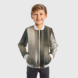 Бомбер детский Размытые серо-бежевые полосы, цвет: 3D-белый — фото 2