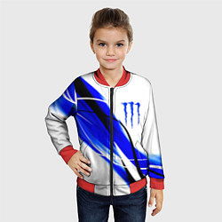 Бомбер детский Monster energy линии абстракции, цвет: 3D-красный — фото 2