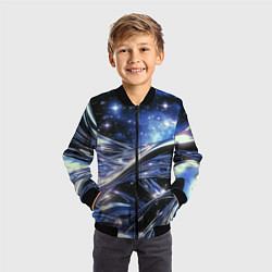 Бомбер детский Закрученные линии и звезды - космическая абстракци, цвет: 3D-черный — фото 2