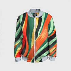 Бомбер детский Тропическая жаркая абстракция, цвет: 3D-серый