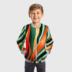 Бомбер детский Тропическая жаркая абстракция, цвет: 3D-серый — фото 2
