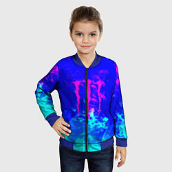 Бомбер детский Monster energy дым неоновый, цвет: 3D-синий — фото 2
