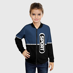 Бомбер детский Sport сине-чёрный с полосой, цвет: 3D-черный — фото 2