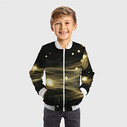 Бомбер детский Золотистый свет на черной текстуре, цвет: 3D-белый — фото 2