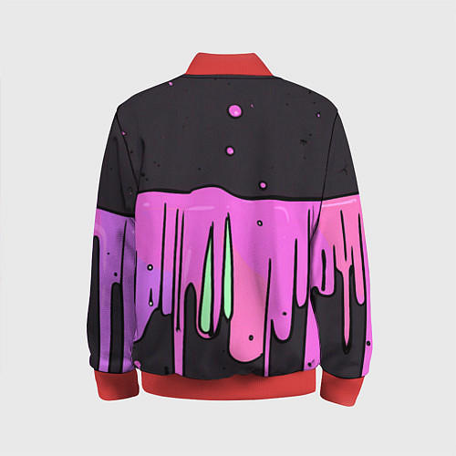 Детский бомбер Фиолетовая текстура на черном фоне / 3D-Красный – фото 2