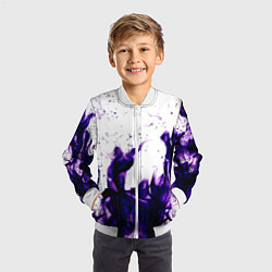 Бомбер детский Фиолетовый огонь текстура, цвет: 3D-белый — фото 2