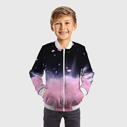 Бомбер детский Розовая текстура с лепестками, цвет: 3D-белый — фото 2
