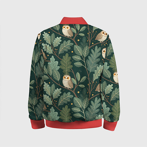 Детский бомбер Совы в лесу / 3D-Красный – фото 2
