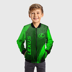 Бомбер детский Lexus - green gradient вертикально, цвет: 3D-черный — фото 2