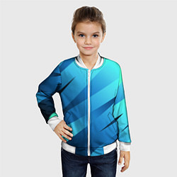 Бомбер детский Сине-голубой абстрактные полосы, цвет: 3D-белый — фото 2